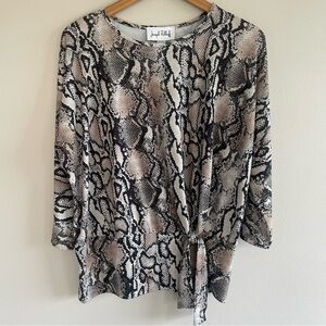 Joseph Ribkoff Women's Snake Print Tie Front Top Size 8